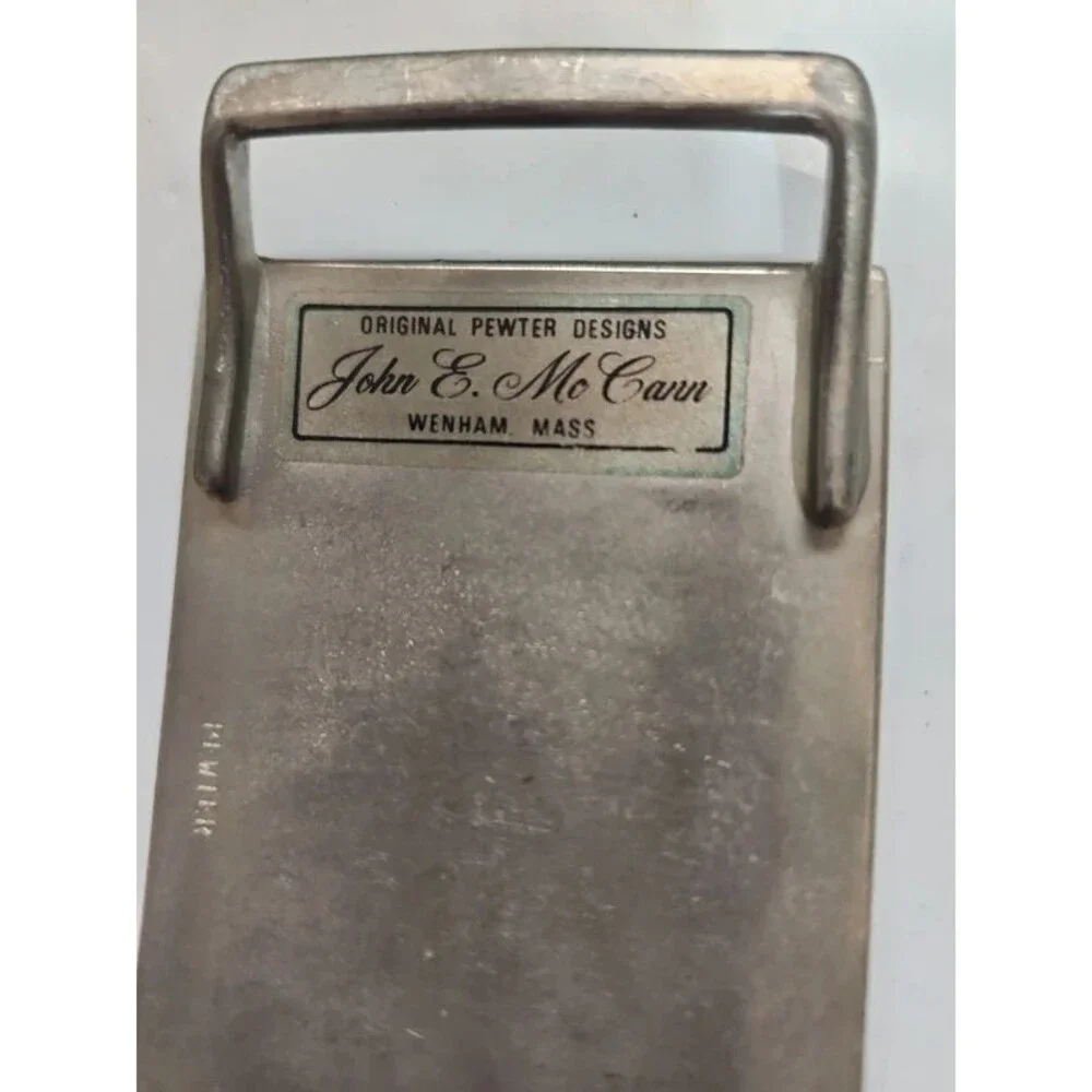 John McCann pewter belt buckle  Massachusetts sailing ship